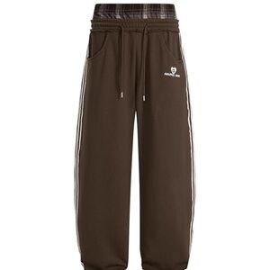 AELFRIC EDEN DOUBLE WAIST BAGGY SWEATPANTS Brown Men’s Medium